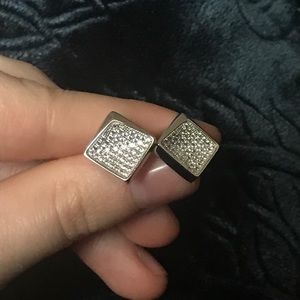 Large modern pavè earrings